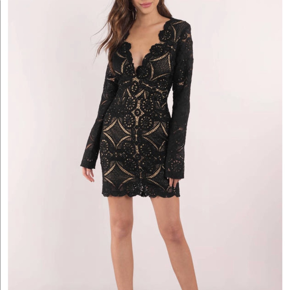 TOBI LACE IS MORE BLACK BODYCON DRESS